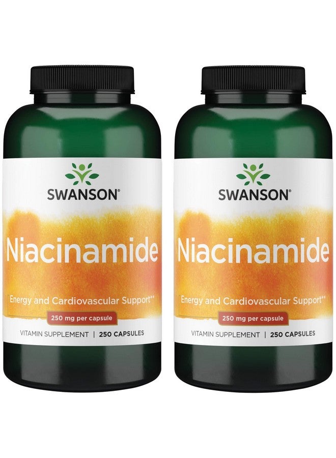 Swanson Niacinamide - Vitamin B3 Supplement Promoting Heart Health & Energy Support - May Support Healthy Joint Function - (250 Capsules, 250mg Each) (2 Pack)