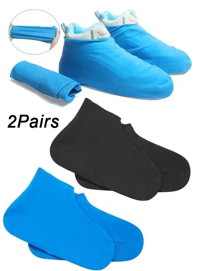 SYOSI 2 Pairs Waterproof Shoe Covers, Non-Slip Water Resistant Overshoes Silicone Rubber Rain Shoe Cover Outdoor cycling Protectors apply (Medium) - Image 1