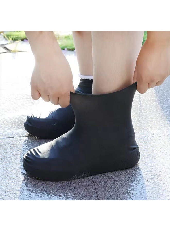 SYOSI 2 Pairs Waterproof Shoe Covers, Non-Slip Water Resistant Overshoes Silicone Rubber Rain Shoe Cover Outdoor cycling Protectors apply (Medium) - Image 3