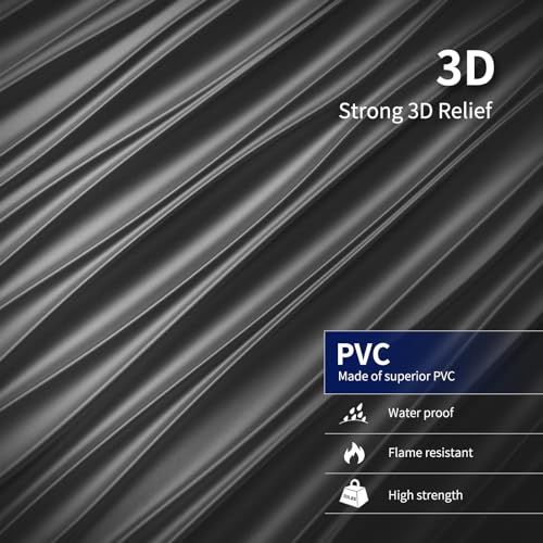 Art3dwallpanels Ceiling Tiles 24 x 24 for Interior Wall Décor, 12 Pack Drop Ceiling Tile 3D Wall Panel Fire Rated Waterproof Premium PVC, No Sag and Breakage Wall Panels Cover 48.Sq.Ft. Black - Image 2