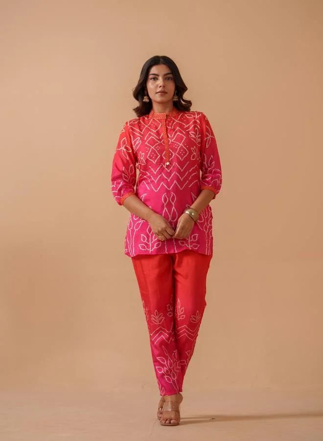 DW DW Embroidered Mandarin Collar Tunic and Trouser Co-Ords