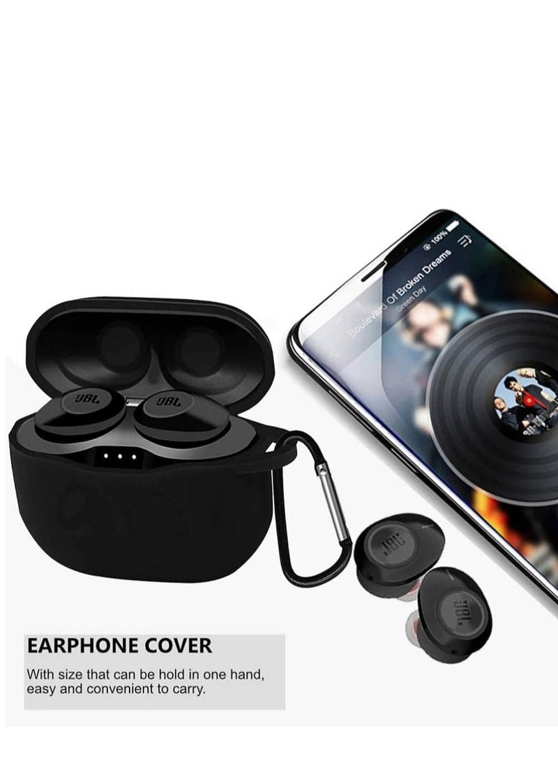 Y&D Case Cover for JBL Tune T120TWS Premium Soft Silicone Skin ShockAbsorbing AntiScratch Protective with Keychain Bluetooth Earphone [Front LED Visible] Black earphone case  - Image 1