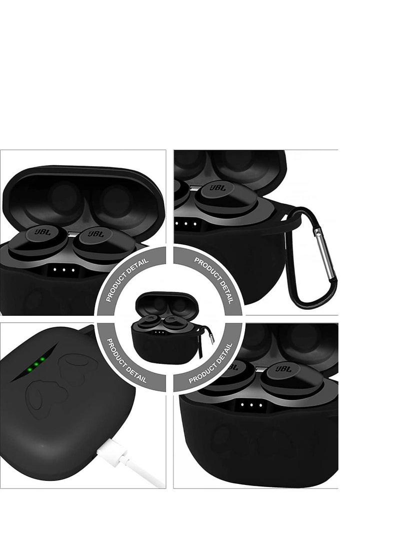 Y&D Case Cover for JBL Tune T120TWS Premium Soft Silicone Skin ShockAbsorbing AntiScratch Protective with Keychain Bluetooth Earphone [Front LED Visible] Black earphone case  - Image 4