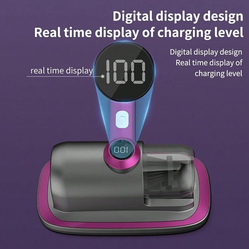 FLOMERO Cordless Dust Mite Cleaning Machine Mattress Sofa Car Vacuum Cleaner2 Gear Mite UV Bed Vacuum Cleaner Digital Display Handheld Mite Remover - Image 3