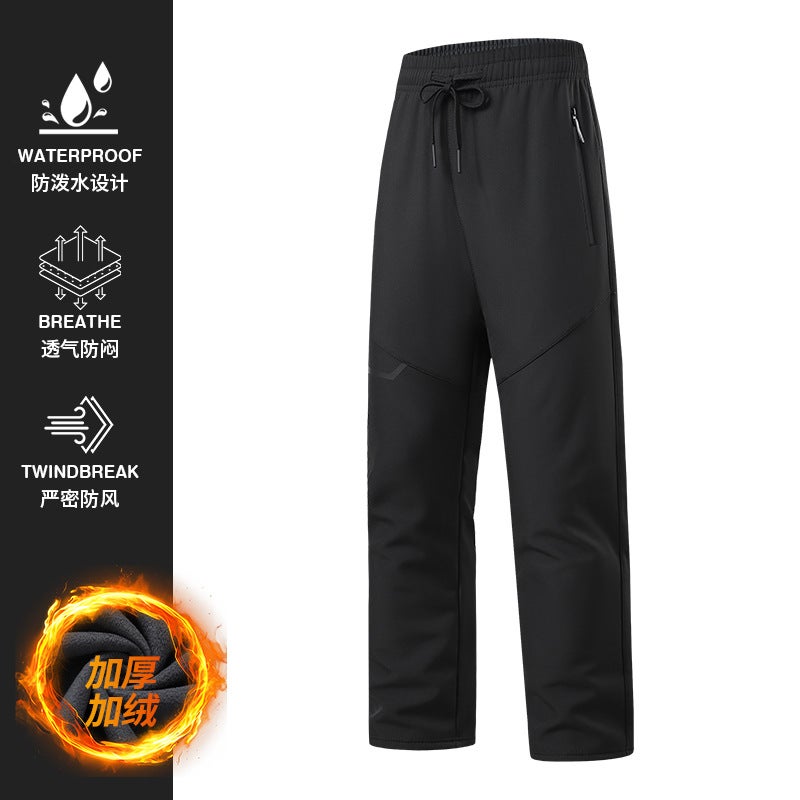 New Soft Shell Pants For Men And Women, Velvet Thickened Warm Pants, Loose - Image 2