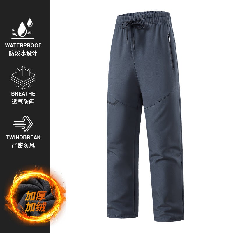 New Soft Shell Pants For Men And Women, Velvet Thickened Warm Pants, Loose - Image 3