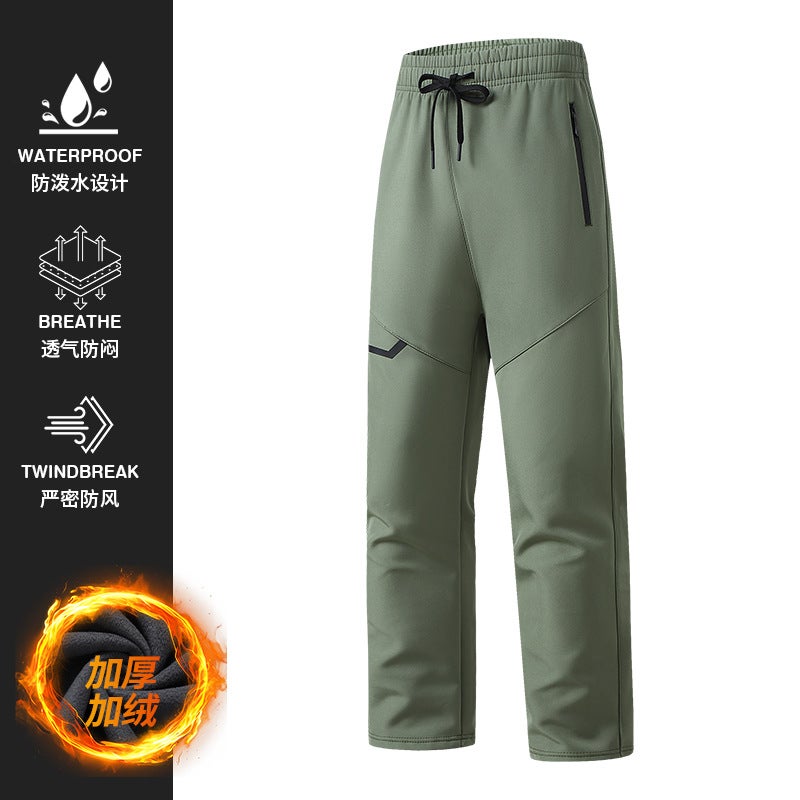 New Soft Shell Pants For Men And Women, Velvet Thickened Warm Pants, Loose - Image 4