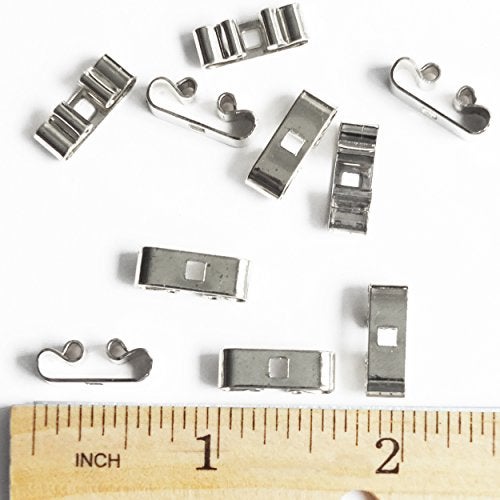 SeedBeadExplosion Blank Bolo Tie Slides Low Profile Pack of 10 Silvertone 5 x15mm - Image 2