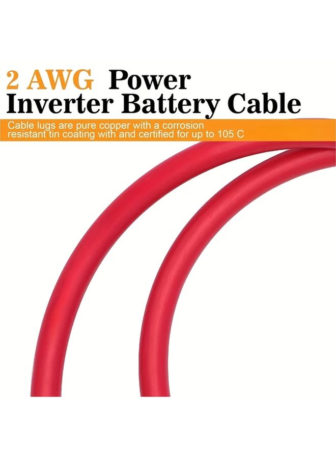 2 AWG Red And Black Welding Cable 3.28 Feet With 2 X 5 16 Terminals And Heat Shrink Tubes For American Car Series Automotive Wiring Up To 36V Operating Voltage - Image 3