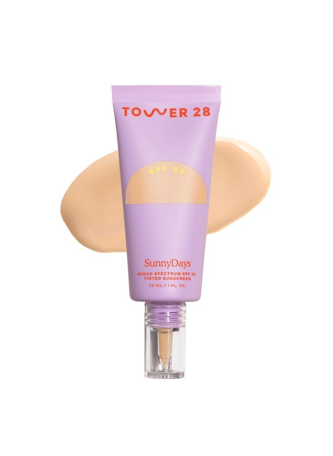 TOWER 28 Tower 28 Beauty SunnyDays SPF 30 Tinted Mineral Sunscreen - For Sensitive Skin - 2-in-1 Facial Broad Spectrum UVA/UVB Protection + Foundation - Shade 15 MELROSE - Light with Warm Undertones, 1 Fl Oz  - Image 1