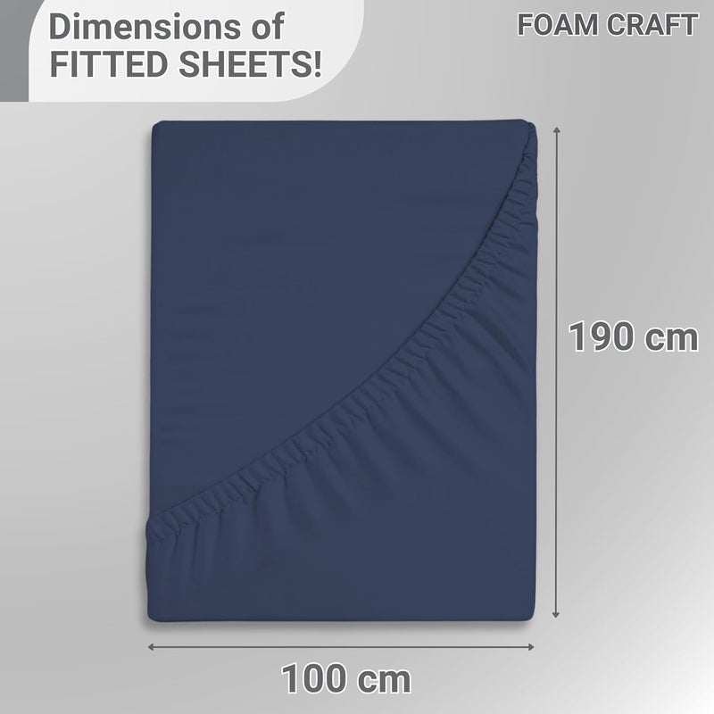 FOAM CRAFT 100% Cotton Navy Fitted Bed Sheet - Twin Size with Elastic Closure - Image 2