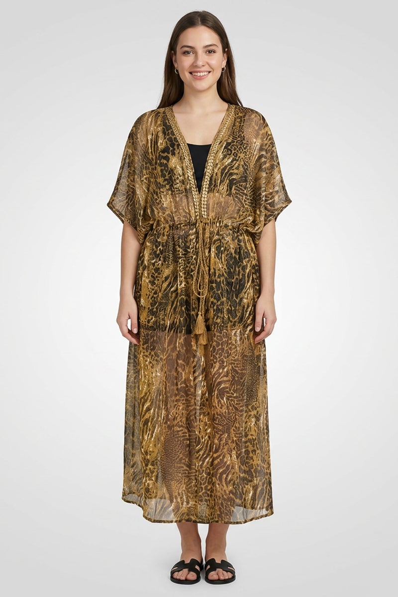Willow & Whistle تغطية كيمونو بنقشة حيوانات للنساء، متعددة الألوان - Image 1