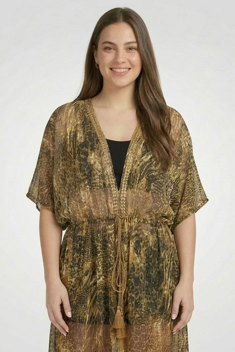 Willow & Whistle تغطية كيمونو بنقشة حيوانات للنساء، متعددة الألوان - Image 2