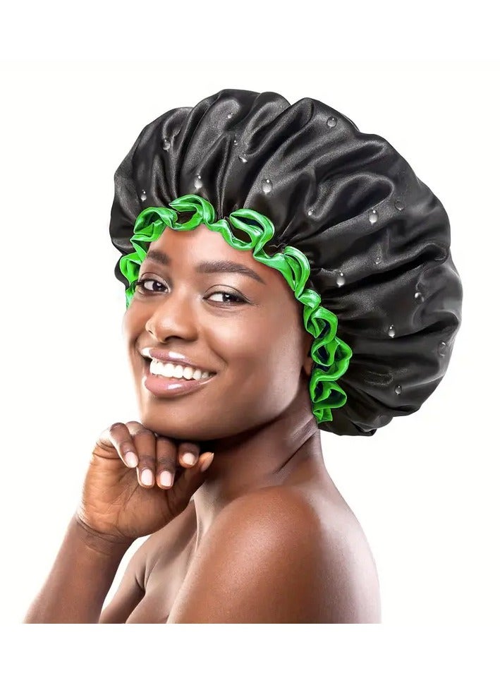 Ucanbe Extra Large Double-Layer Shower Cap for Women - Breathable Adjustable Waterproof Bath Hat (1pc) - Image 1