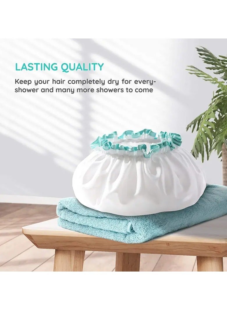 Ucanbe Extra Large Double-Layer Shower Cap for Women - Breathable Adjustable Waterproof Bath Hat (1pc) - Image 3