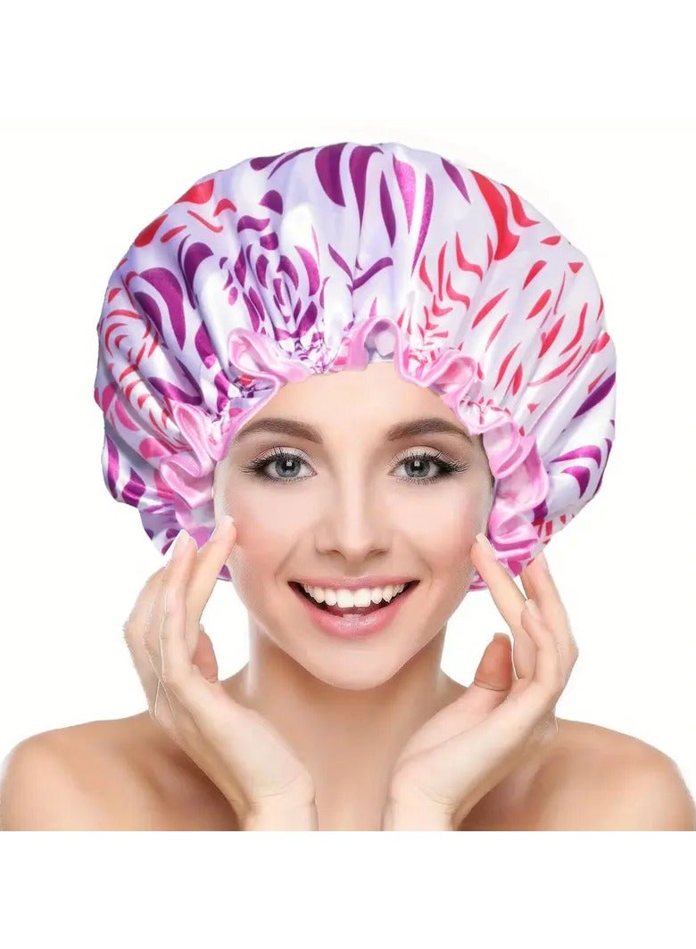 Ucanbe Extra Large Double-Layer Shower Cap for Women - Breathable Adjustable Waterproof Bath Hat (1pc) - Image 5