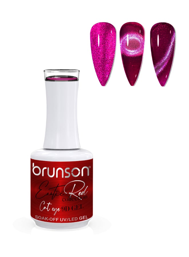 brunson Universal Cat Eye Gel Nail Polish, Exotic Red 9D Magnetic Nail Polish Glitter Shimmer with Magnetic Soak Off  UV/LED Gel Polish Nail Art paint  BER9D14 - Image 1