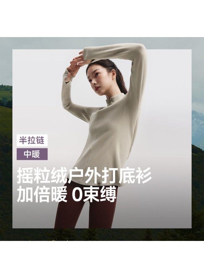Beneunder New High-Stretch Polar Fleece Half-Zip Base Layer Women'S Double-Sided Brushed High-Quality Long-Sleeve T-Shirt - Image 2