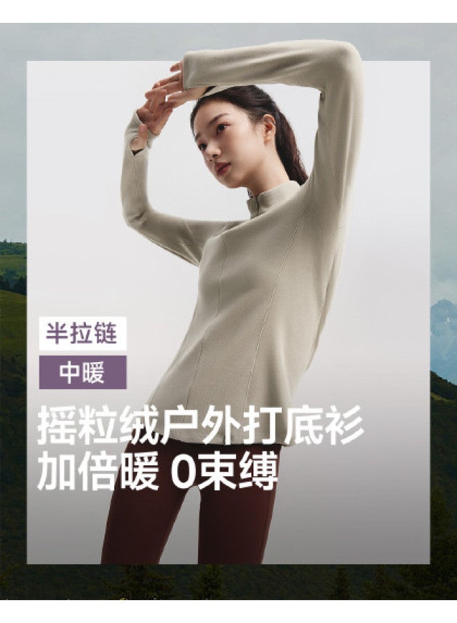Beneunder New High-Stretch Polar Fleece Half-Zip Base Layer Women'S Double-Sided Brushed High-Quality Long-Sleeve T-Shirt - Image 1