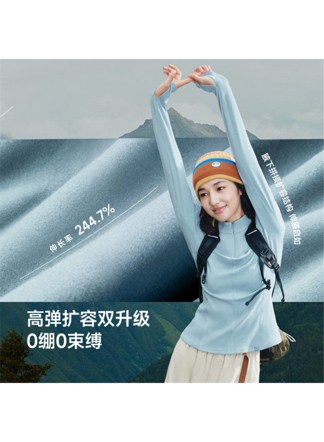 Beneunder New High-Stretch Polar Fleece Half-Zip Base Layer Women'S Double-Sided Brushed High-Quality Long-Sleeve T-Shirt - Image 4