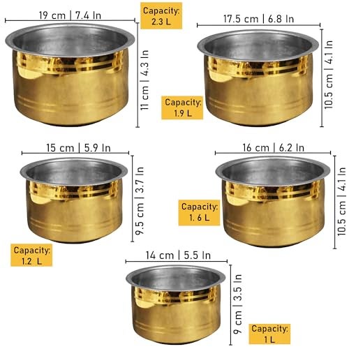 Putrika Brass Utensil Vadi Chatti with TIN Coating|Tope|KitchenWare|cookware|Brass Pathiram|Patilas|Tapeli|Peetal|Sarva Satti|Bhagoni Set-Vadi Chatti (Size 4) - Image 5