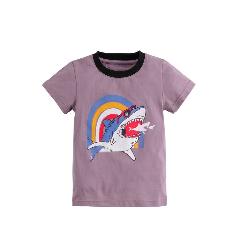 Boys T-Shirt Export European and American Pure Cotton Cartoon Dinosaur Round Neck Cotton Kidsren's Short-Sleeved Tops Kidsren's Clothing Factory Direct Sales - Image 1