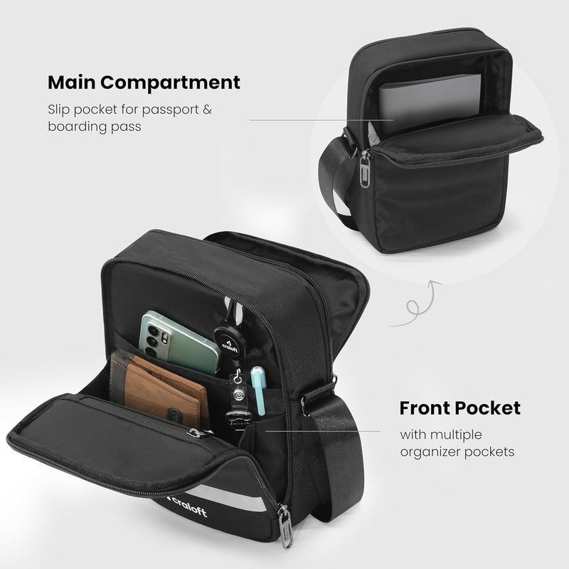 CRALOFT Store Travel Crossbody Sling Bag for Man, Water-Resistant Polyster Small Shoulder Bag for Office Business, Multi-Pocket Messenger Side Bag for Passport, Mobile, Charger, Cash - Image 2