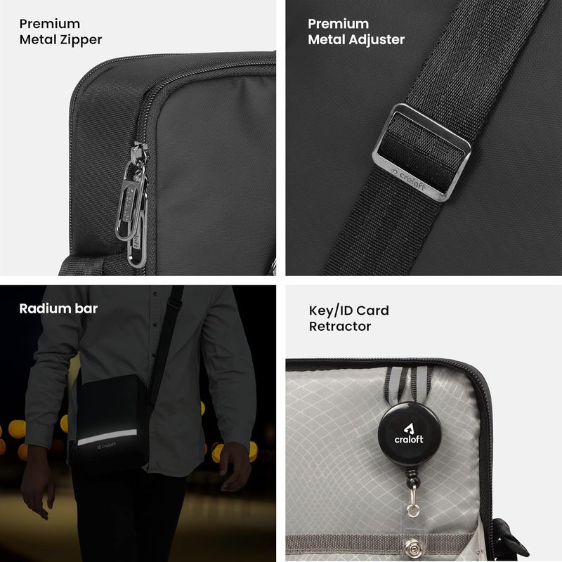 CRALOFT Store Travel Crossbody Sling Bag for Man, Water-Resistant Polyster Small Shoulder Bag for Office Business, Multi-Pocket Messenger Side Bag for Passport, Mobile, Charger, Cash - Image 5