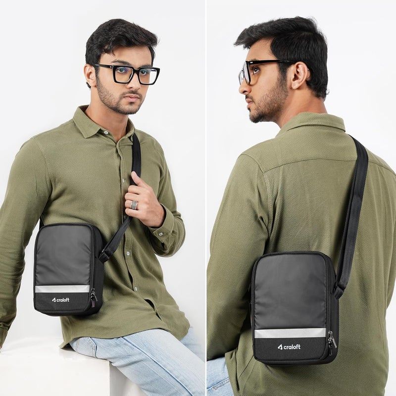 CRALOFT Store Travel Crossbody Sling Bag for Man, Water-Resistant Polyster Small Shoulder Bag for Office Business, Multi-Pocket Messenger Side Bag for Passport, Mobile, Charger, Cash - Image 4