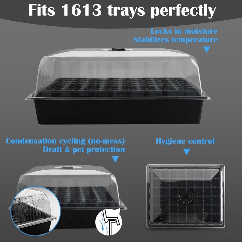RooTrimmer 5-Pack No Drip Seed Starter Trays with 4" Humidity Dome - 240 Cells Deep Root Plug Trays, 2.76" Depth for Strong Roots Perfect for Vegetables, Herbs, Flowers & Plant Propagation, Gardening Supplies - Image 4