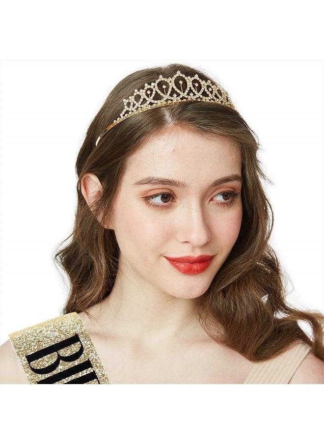 ADBetty Birthday Girl Sash & Rhinestone Tiara Kit - Gold Glitter Birthday Gifts Birthday Sash for Women Birthday Party Supplies  - Image 3