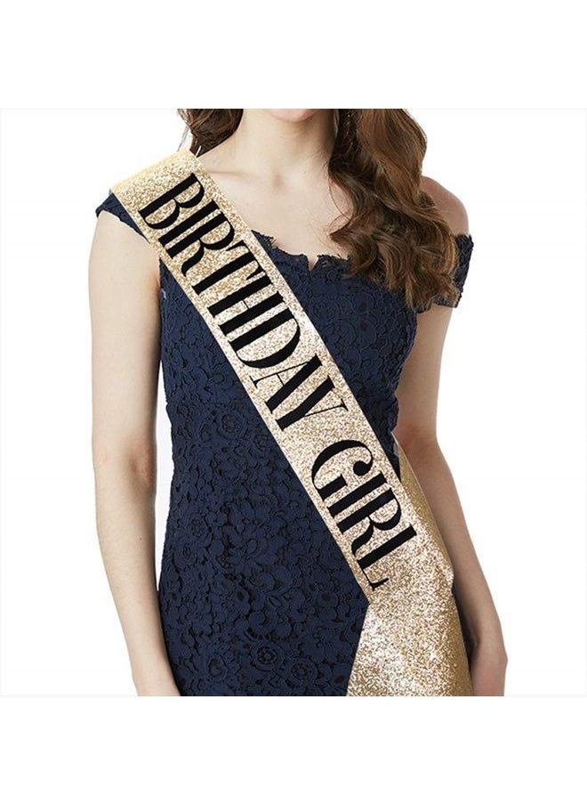 ADBetty Birthday Girl Sash & Rhinestone Tiara Kit - Gold Glitter Birthday Gifts Birthday Sash for Women Birthday Party Supplies  - Image 2