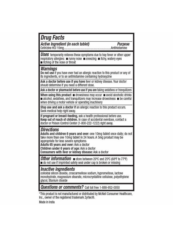 HealthA2Z ® Allergy Relief | Cetirizine 10mg | All Day Allergy Relief | Indoor & Outdoor | Relief from Itchy Throat, Sneezing, Runny Noses (250 Count (Pack of 1))  - Image 4