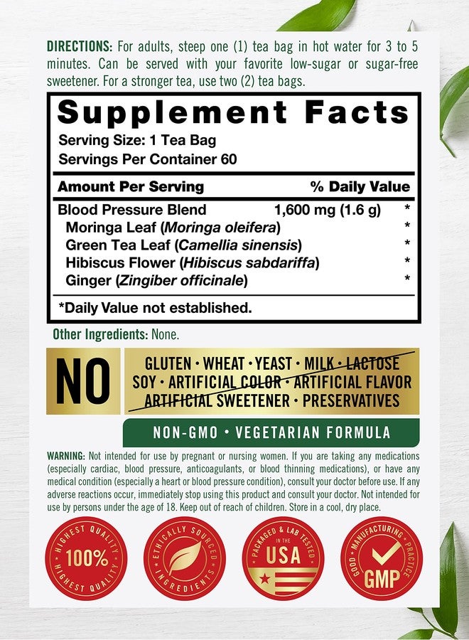 Carlyle Blood Pressure Tea Bags | 60 Count | with Hibiscus Flower | Vegetarian, Non-GMO & Gluten Free, Herbal Tea Supplement - Image 2