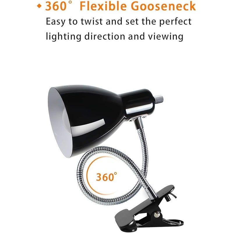 LALISU Eye-Caring Desk Lamp, 360° Rotation Table Lamp with 360° Rotation Gooseneck Clip, Portable Reading Light, Study Lamp for Bedroom Office - Image 4