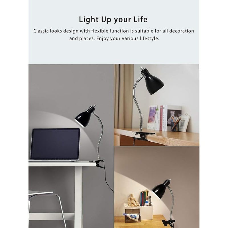 LALISU Eye-Caring Desk Lamp, 360° Rotation Table Lamp with 360° Rotation Gooseneck Clip, Portable Reading Light, Study Lamp for Bedroom Office - Image 5