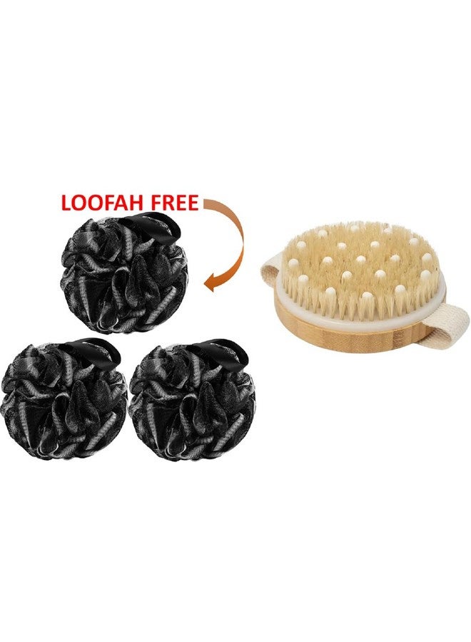 Aakarit Dry Body Scrubber for Dead Skin Wooden Bath Brush Loofah for Bathing Shower Sponge Exfoliator Women and Men | Black (Black 03) - Image 2