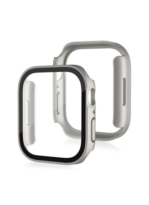 Hard PC Case for Apple Watch Case 41mm Series 8/ 7/9 with Tempered Glass Screen Protector, Full Hard Ultra-Thin Scratch Resistant Bumper Protective Cover 41MM