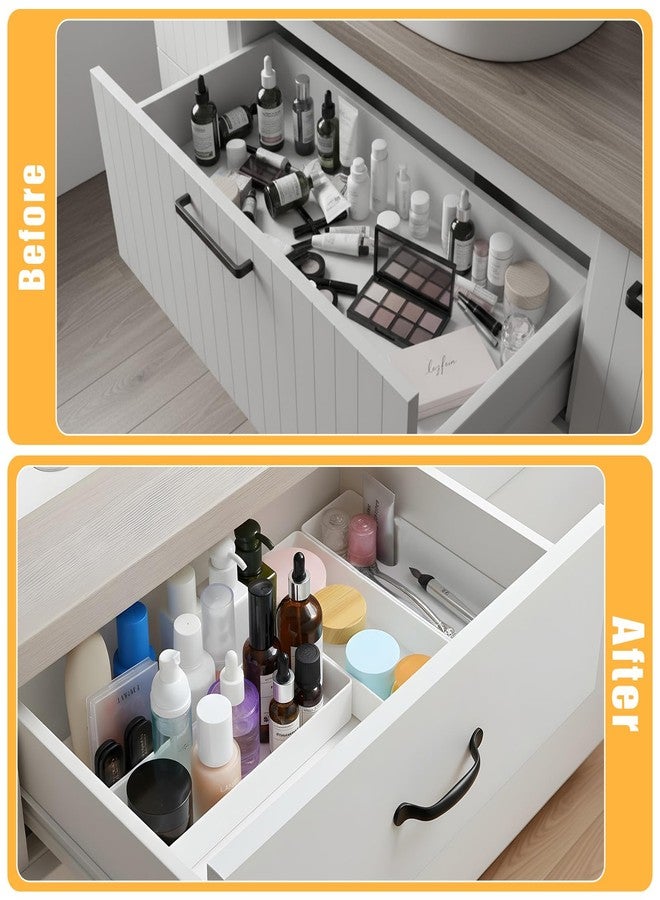 Caeuiciw 6 Packs White Plastic Drawer Organizer White Tabletop Organizer Tray 9.5 x 3 x 1.4 Inches Stackable Storage Tray for Cosmetic Vanity Home Utensils Office Shelf Kitchen - Image 4