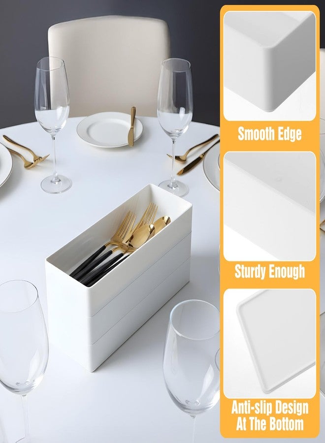 Caeuiciw 6 Packs White Plastic Drawer Organizer White Tabletop Organizer Tray 9.5 x 3 x 1.4 Inches Stackable Storage Tray for Cosmetic Vanity Home Utensils Office Shelf Kitchen - Image 3