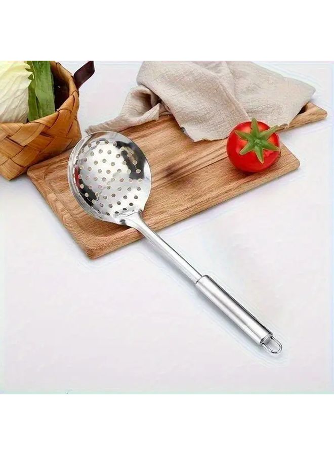Stainless Steel Long Handle Slotted Spoon Colander For Soup Pasta Vegetable Draining - Image 1