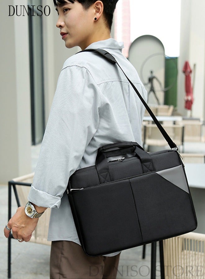DUNISO 15.6 Inch Laptop Bag Lightweight Computer Bag Travel Business Briefcase Water Resistance Shoulder Messenger Bag Laptop Hand Bag Crossbody Bag for Men and Women Work Office - Image 2