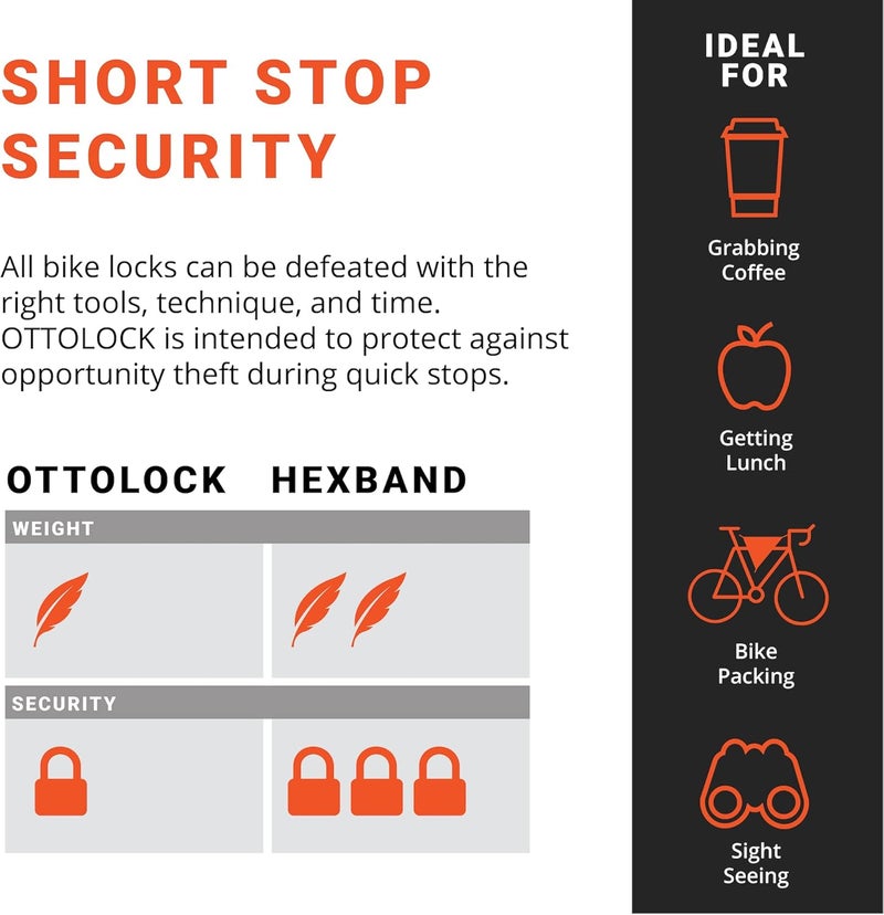 OTTOLOCK HEXBAND Cinch Lock - Lightweight Anti Theft Combination Bike Lock, Compact, Extra Tough, Bicycle Accessories, Grey, 30 Inch - Image 3