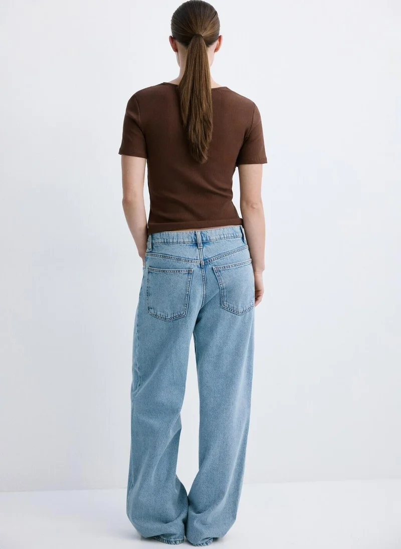 MANGO Lace Trim Top