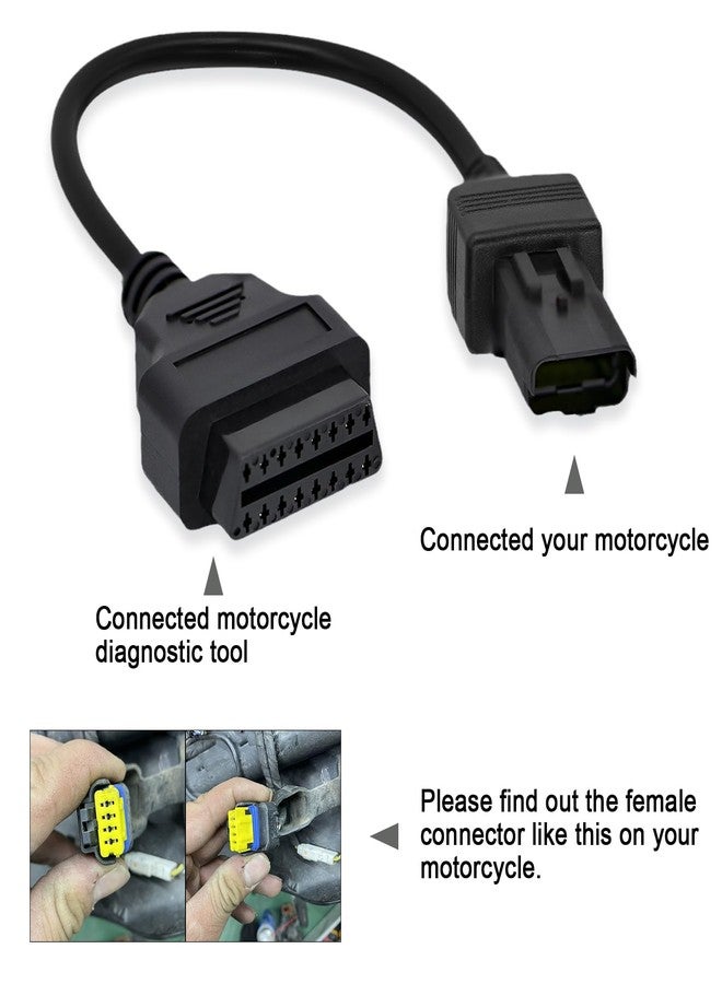 AMHTDOL Obd2 Adapter Fit for Ducati Motorcycle 4Pin OBD Cable,Obd1 to Obd2 Adapter Connector for Diavel/Multistrada 1200/Panigale 1199/Monster 696/796/1100 Bike,Work with ELM327 Code Reader Scanner - Image 2