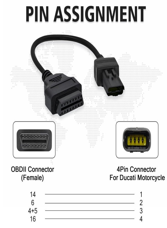 AMHTDOL Obd2 Adapter Fit for Ducati Motorcycle 4Pin OBD Cable,Obd1 to Obd2 Adapter Connector for Diavel/Multistrada 1200/Panigale 1199/Monster 696/796/1100 Bike,Work with ELM327 Code Reader Scanner - Image 5