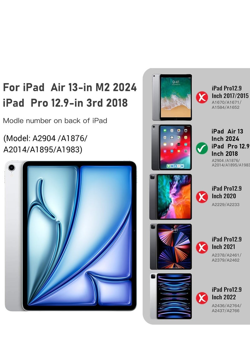 Case For IPad Air 13 Inch (2024) Released Tri Fold Slim Lightweight Hard Shell Smart Protective Cover with Multi-Angle Stand (Black) - Image 2