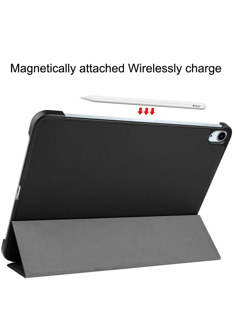 Case For IPad Air 13 Inch (2024) Released Tri Fold Slim Lightweight Hard Shell Smart Protective Cover with Multi-Angle Stand (Black) - Image 4