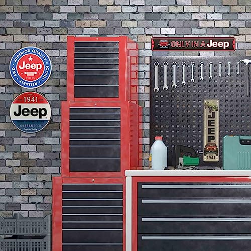 Open Road Brands Jeep Round Embossed Metal Sign - Vintage Jeep Sign for Garage or Man Cave - Image 5
