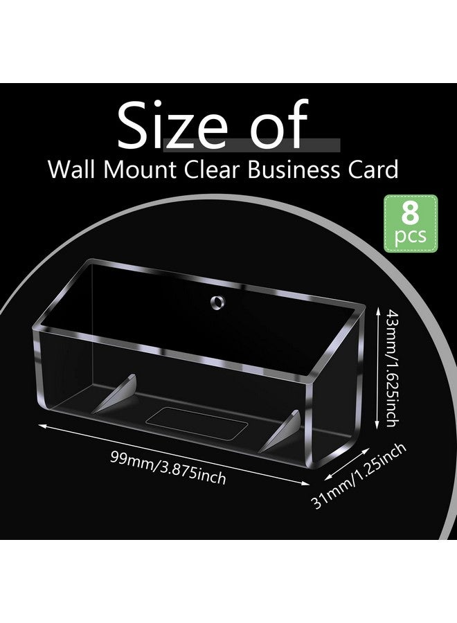Eersida 8 Pcs Wall Mount Business Card Holder Clear Acrylic Desk Card Display Holder Plastic Business Card Stand Desktop Single Card Holder Organizer for Office Home, 3.87x1.25 x1.63 Inch - Image 2